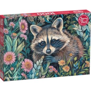 Raccoon in flowers